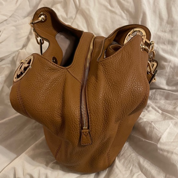 MICHAEL KORS Fulton Brown Leather Chain Large Three Compartments Shoulder Bag - Picture 5 of 15